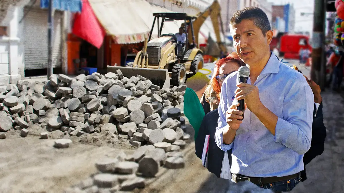 Eduardo Rivera advierte sanciones por falta de seguridad en obras del Centro Histórico.