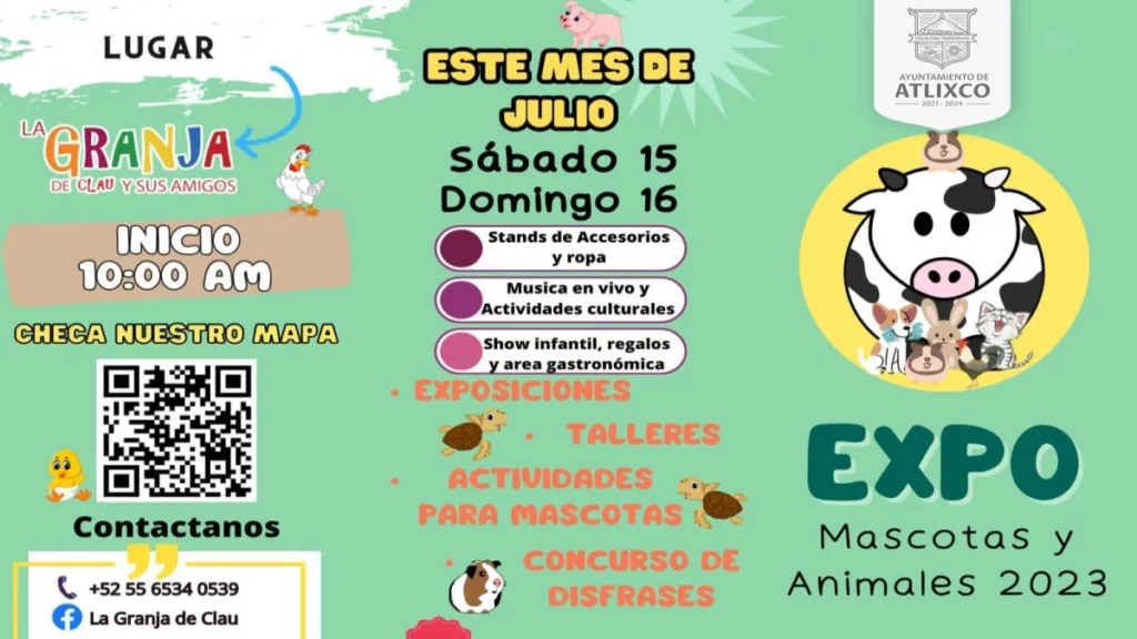 En Atlixco invitan a la “Expo mascotas y animales”.