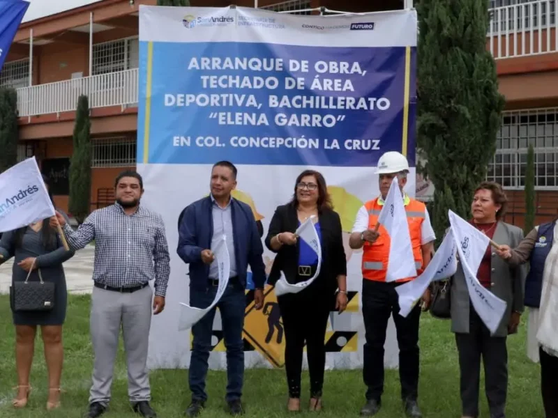 Inicia el Ayuntamiento de San Andrés Cholula, la construcción del techado del bachillerato Elena Garro
