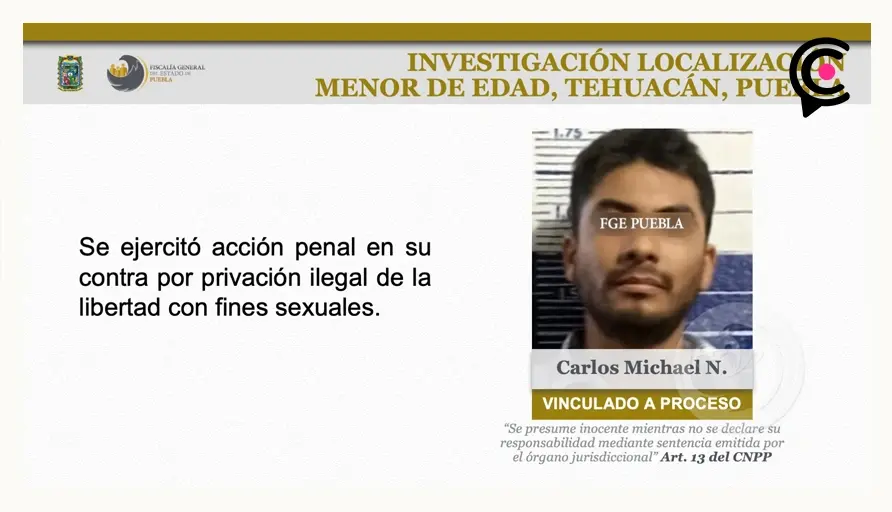 Detienen a sujeto que raptó y abusó de adolescente en Tehuacán.