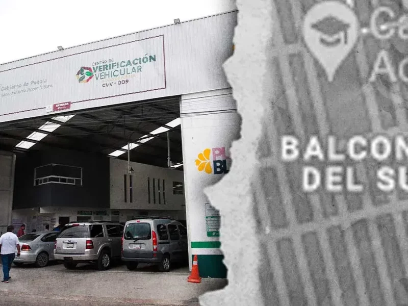 Acusan agresiones en verificentro de Balcones del sur en Puebla.