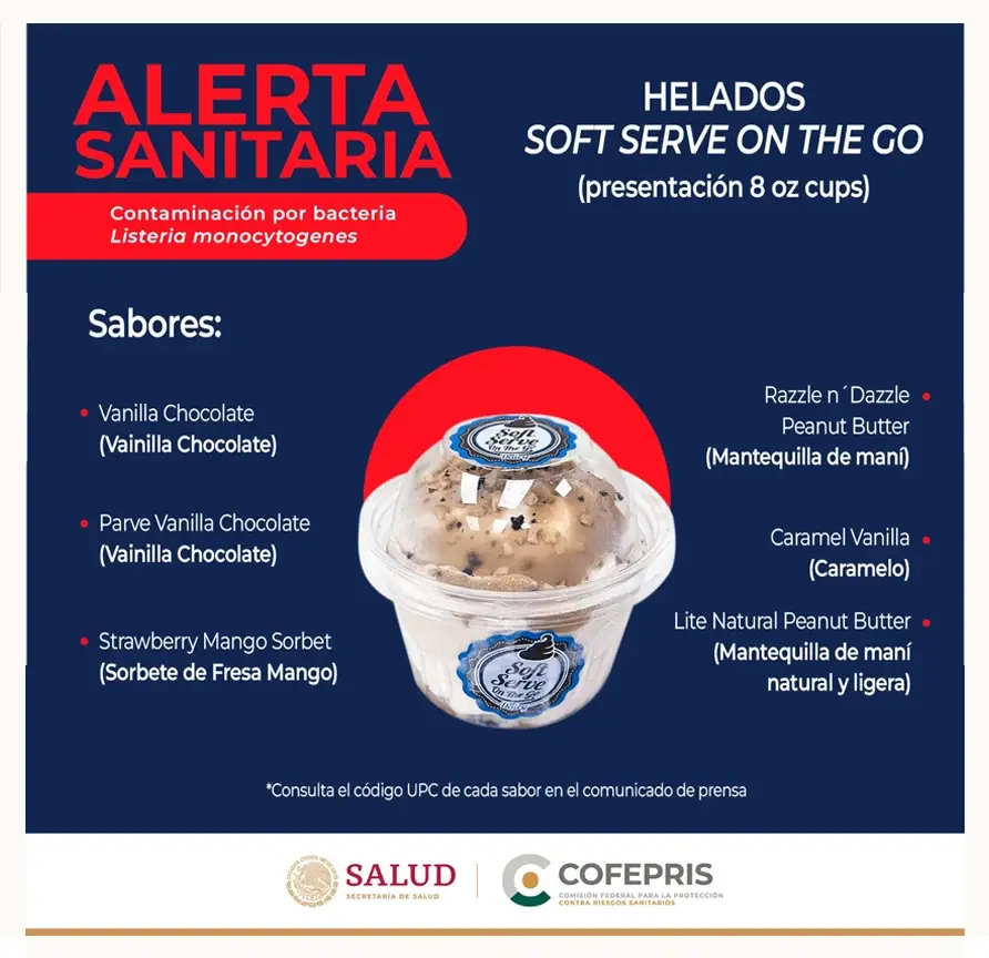 Cofepris alerta sobre helados contaminados con la bacteria listeria monocytogenes