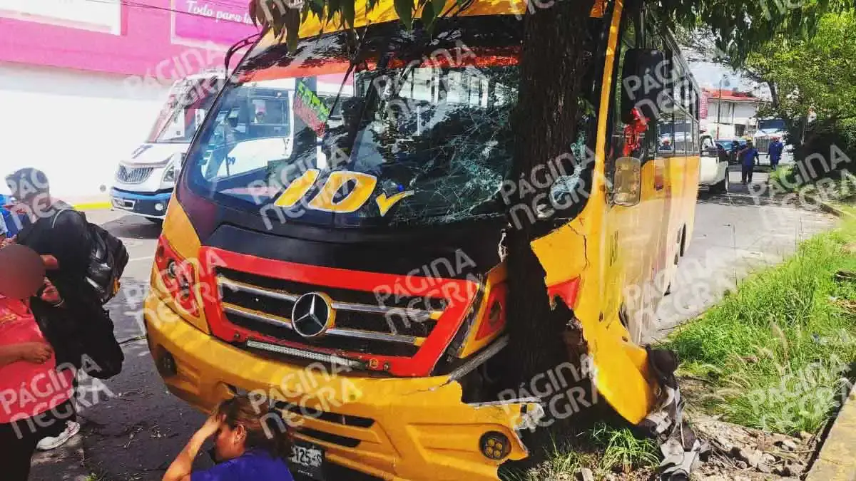 Ruta 10 chocó contra un árbol y dejó 19 lesionados en Puebla capital.