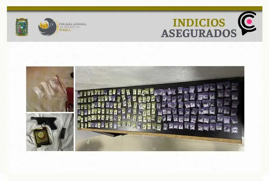 La policía municipal de San Martín Texmelucan, en colaboración con la fiscalía del estado detuvo a un hombre en posesión de droga y un arma