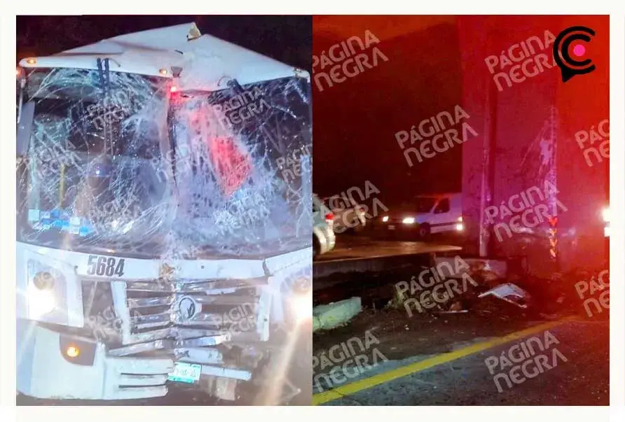 Conductor de autobús muere prensado en el segundo piso de la autopista México-Puebla