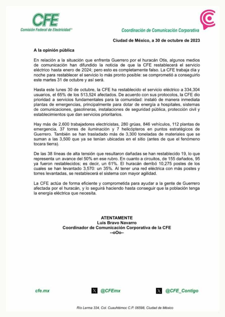 EN VIVO: Huracán Otis, trayectoria en Acapulco y últimas noticias