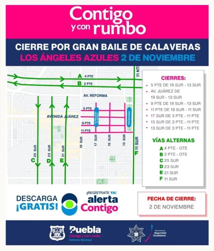 se realizarán las pruebas técnicas del concierto, por lo que la Avenida Juárez se encontrará totalmente cerrada,