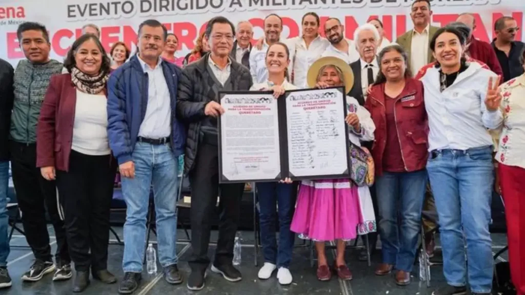‘’La democracia es el poder del pueblo’’: Claudia Sheinbaum va por una Cuarta Transformación de bienestar, democracia y libertades junto a militantes de Morena en Querétaro