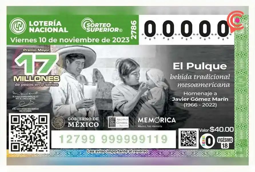 Homenajean al poblano Javier Gómez Marín con billete de Lotería Nacional
