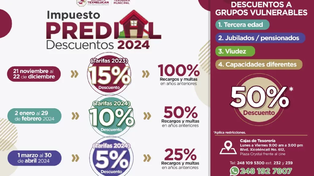 En Texmelucan se anuncian los descuentos en el pago anticipado del impuesto predial