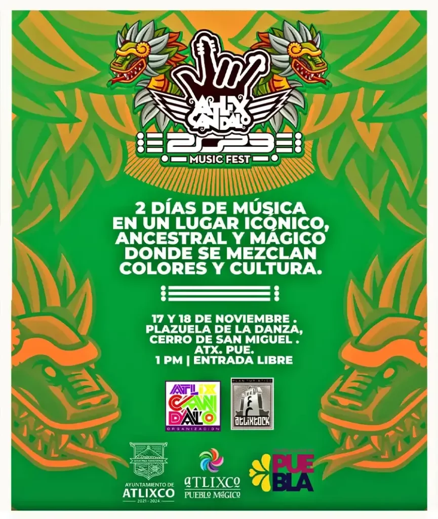 Disfruta del festival de música "Atlixcandalo" este 17 y 18 de noviembre en Atlixco
