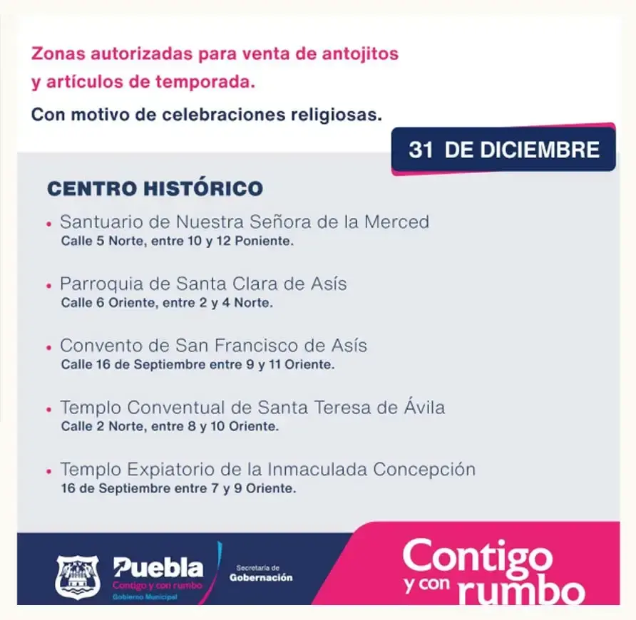 Ayuntamiento de Puebla permitirá la venta de artículos de temporada este 31 de diciembre