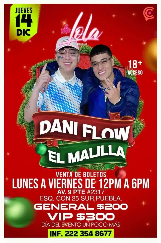 Yeri Mua, El Malilla y Dani Flow estarán en Puebla para festejar la Navidad
