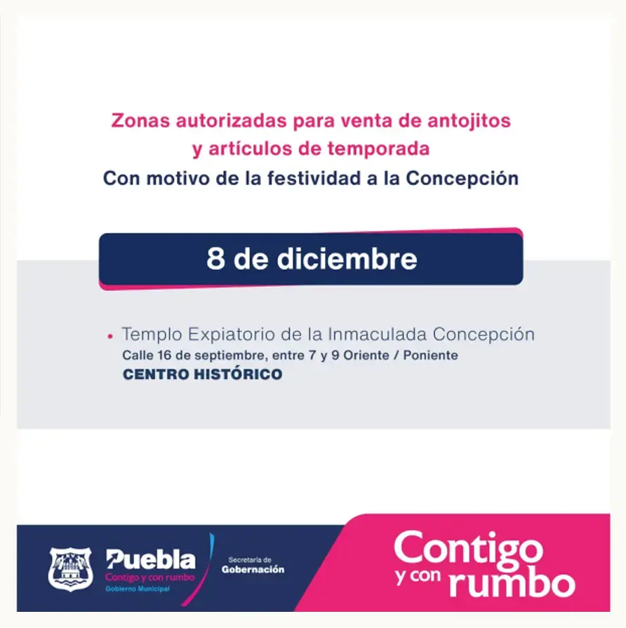 Otorga Ayuntamiento de Puebla permisos a comerciantes por fiesta patronal a La Concepción