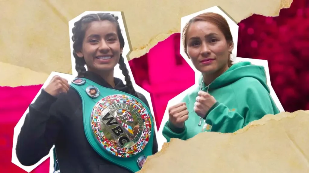 “La Bonita” Sánchez y Valeria “La Pequeña” Pérez realizan pesaje en el Zócalo de Puebla