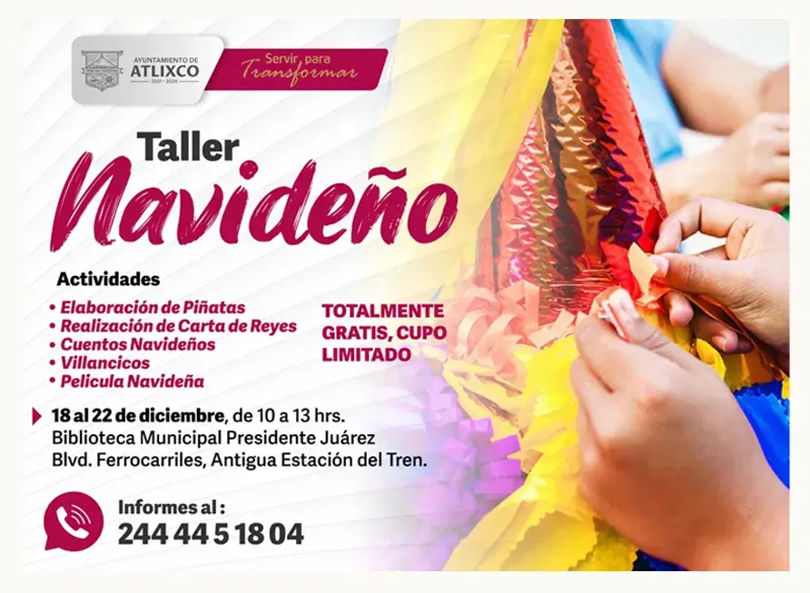 Biblioteca municipal de Atlixco invita a taller navideño