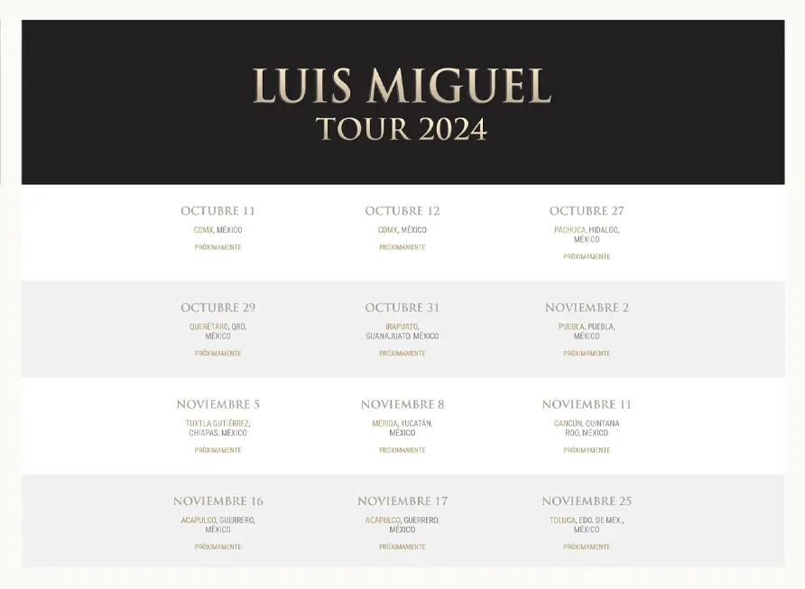 Luis Miguel confirma concierto en Puebla para 2024