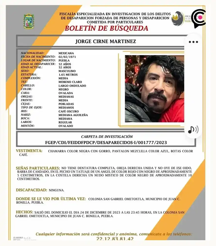 Encuentran el cuerpo de Jorge en la colonia Santa Lucía de Puebla; estaba desaparecido