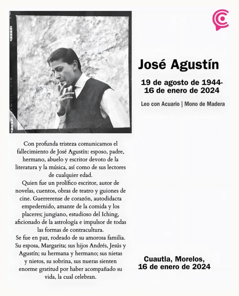 Murió el escritor mexicano José Agustín a los 79 años