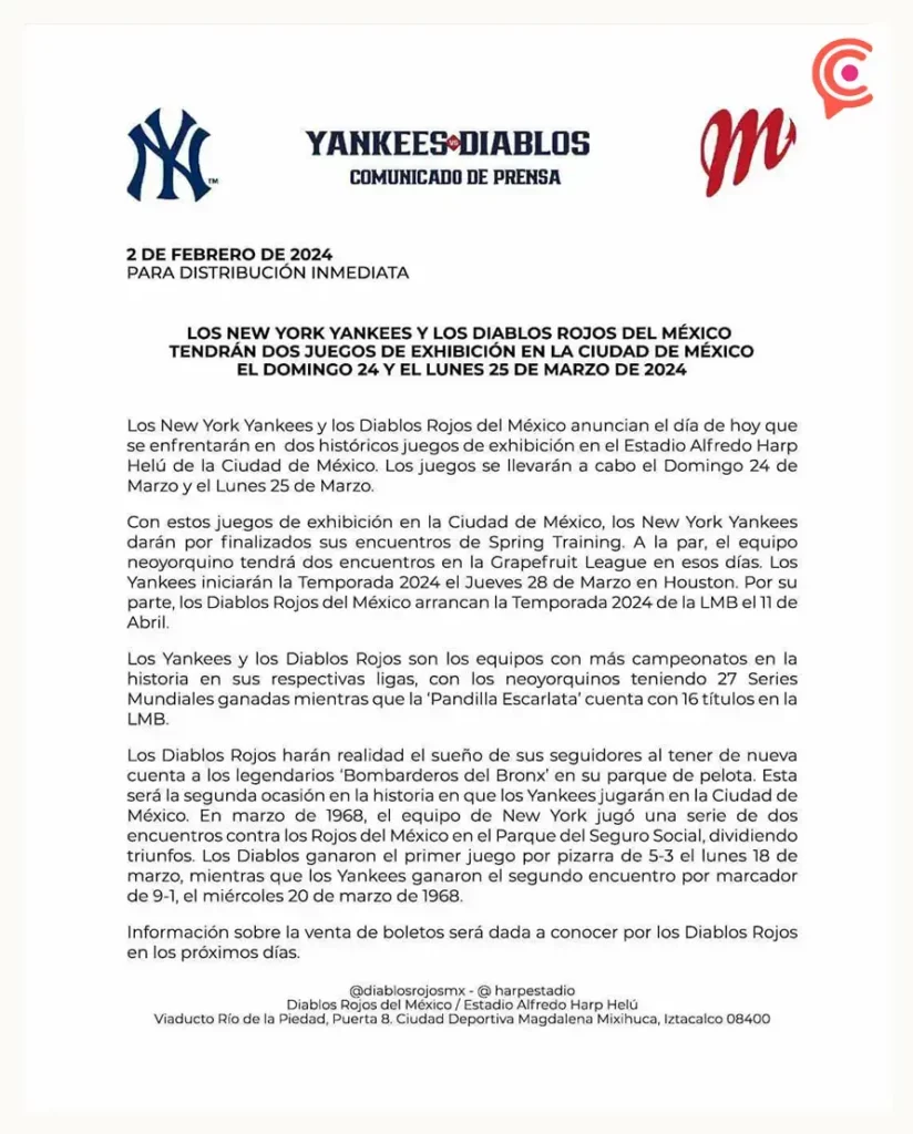 Los Yankees de Nueva York se enfrentarán a los Diablos Rojos después de 56 años