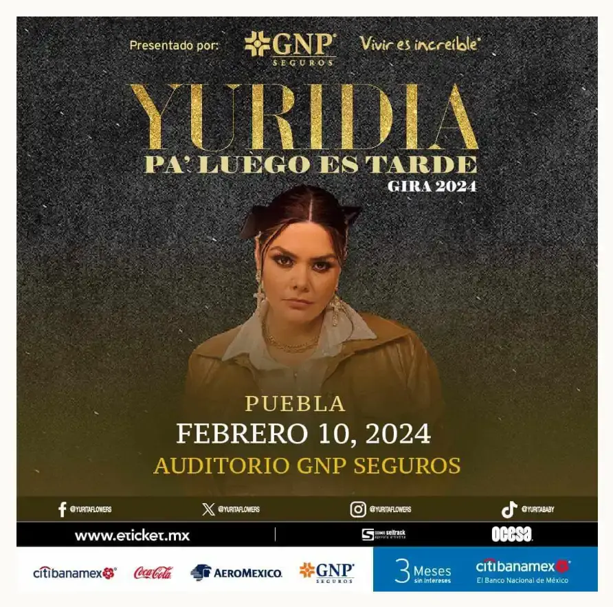 Yuridia, LP y más actividades en Puebla del 5 al 10 de febrero