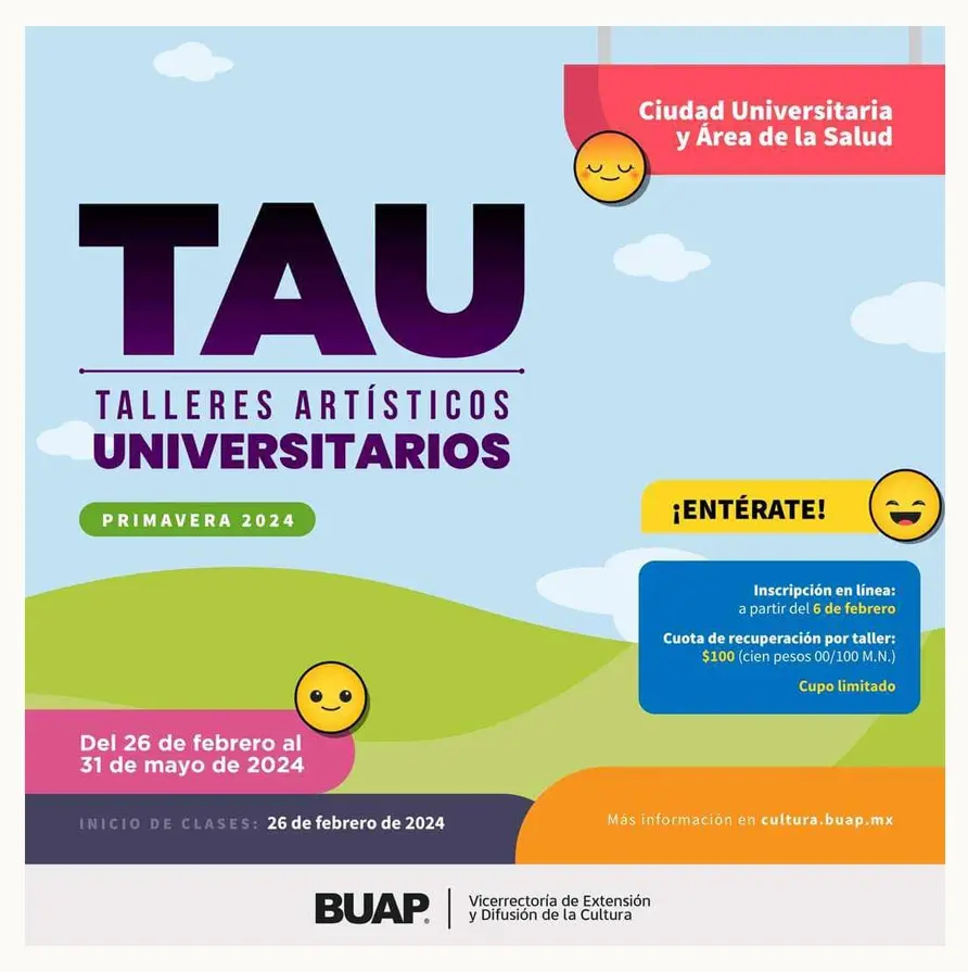 BUAP publica convocatoria para sus Talleres Artísticos Universitarios Primavera 2024