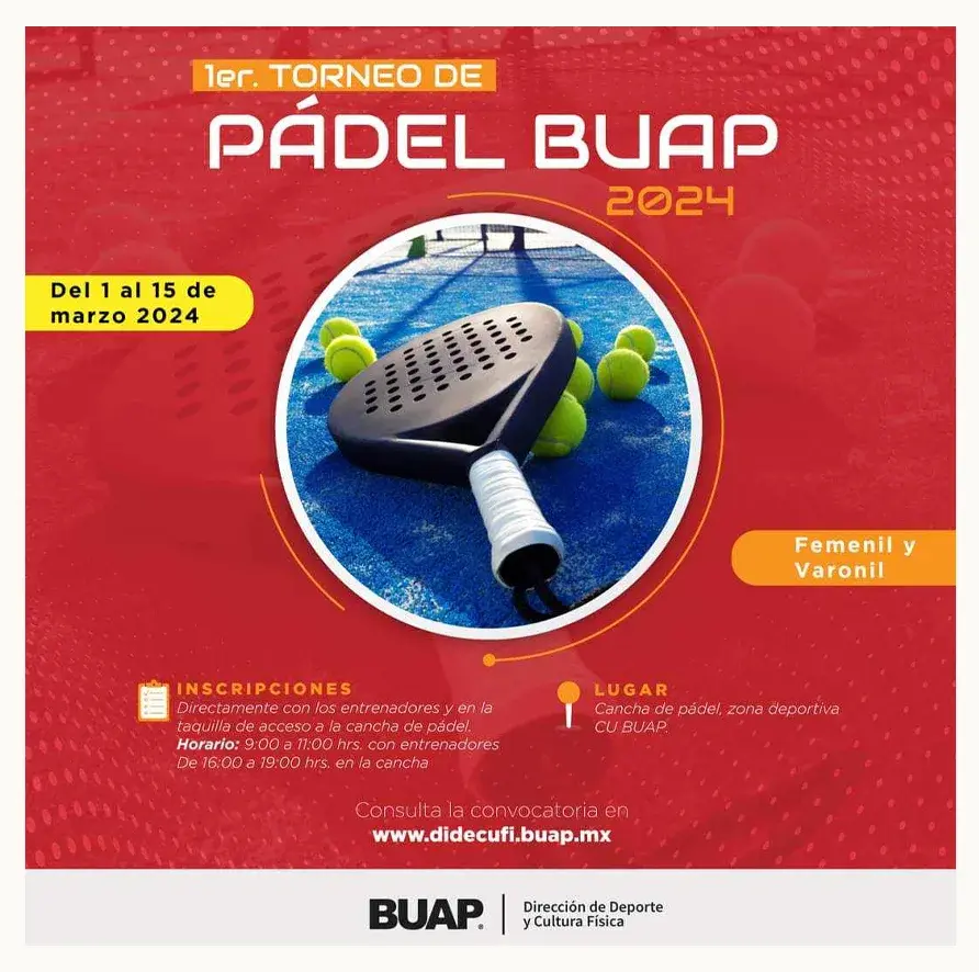 Participa en el Primer Torneo de Pádel 2024 de la BUAP