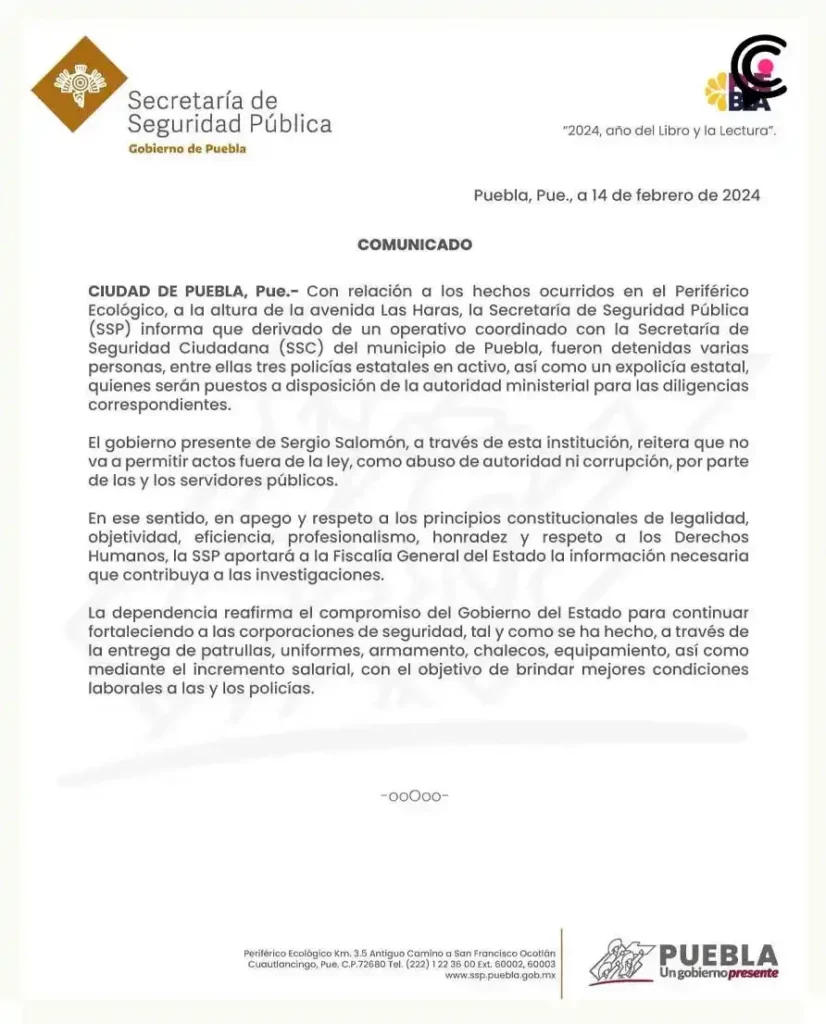 Confirman detención de tres policías estatales por robo de carga en Periférico Ecológico