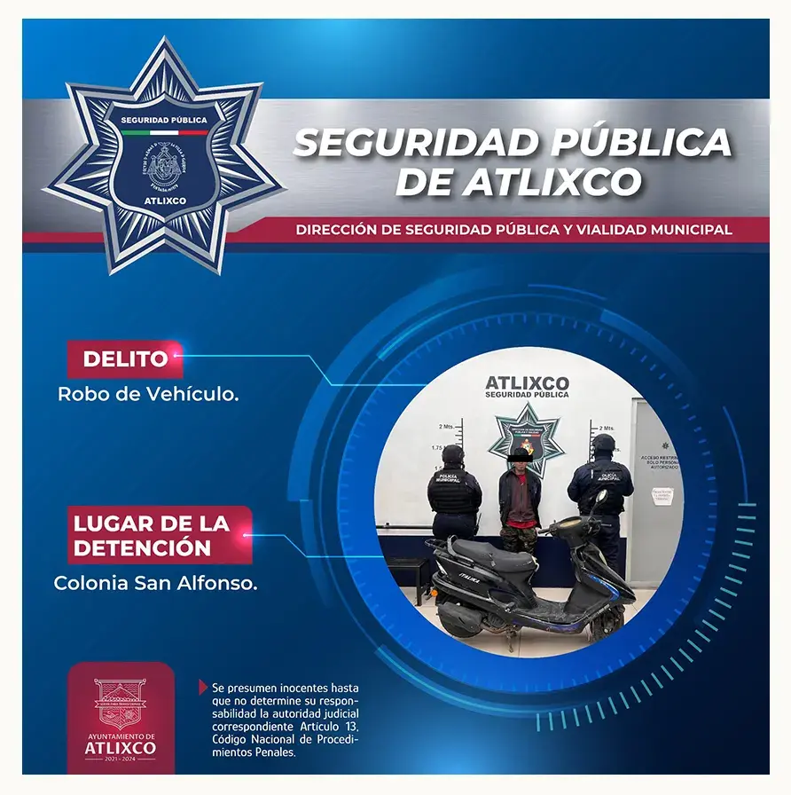 Con respuesta oportuna, policías municipales de Atlixco recuperan motocicletas robadas