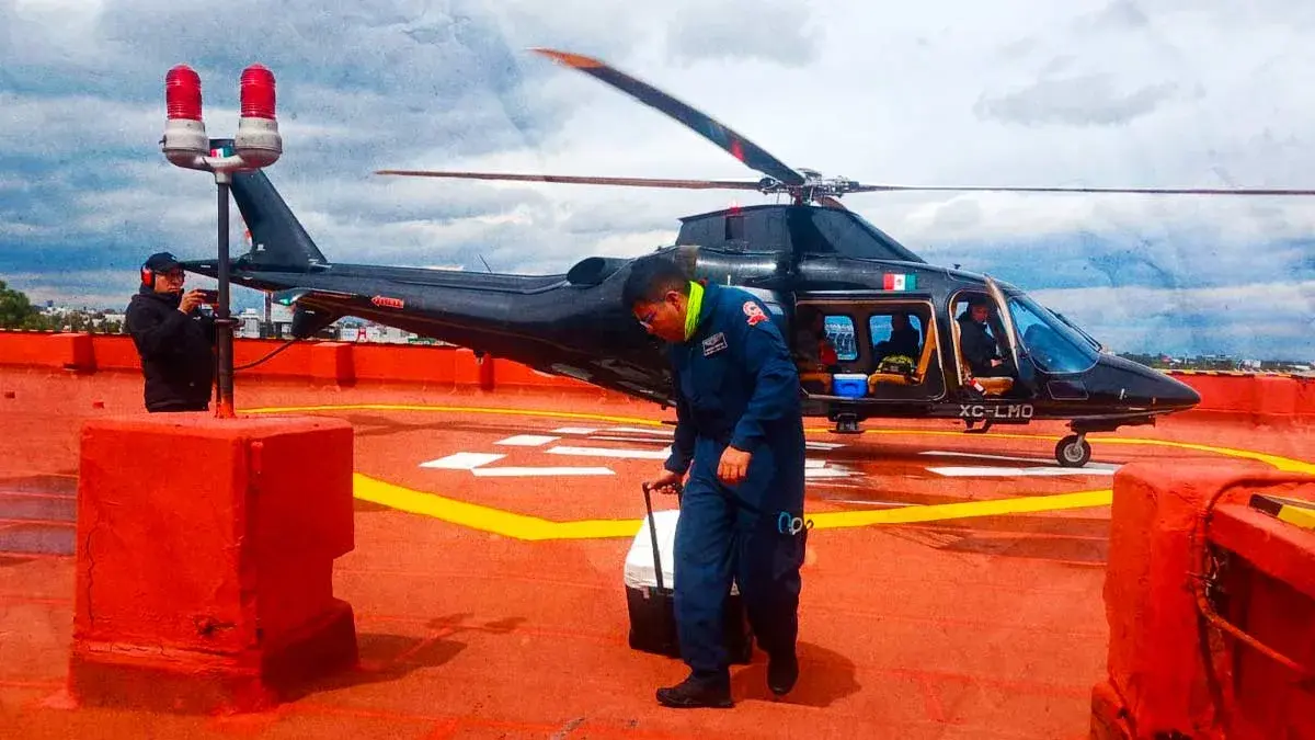 Helicóptero del Gobierno de Puebla prioriza traslado de órganos durante gira de trabajo