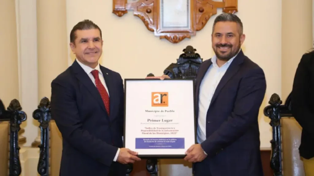 Puebla capital recibe reconocimiento como primer lugar nacional en transparencia y disponibilidad de información