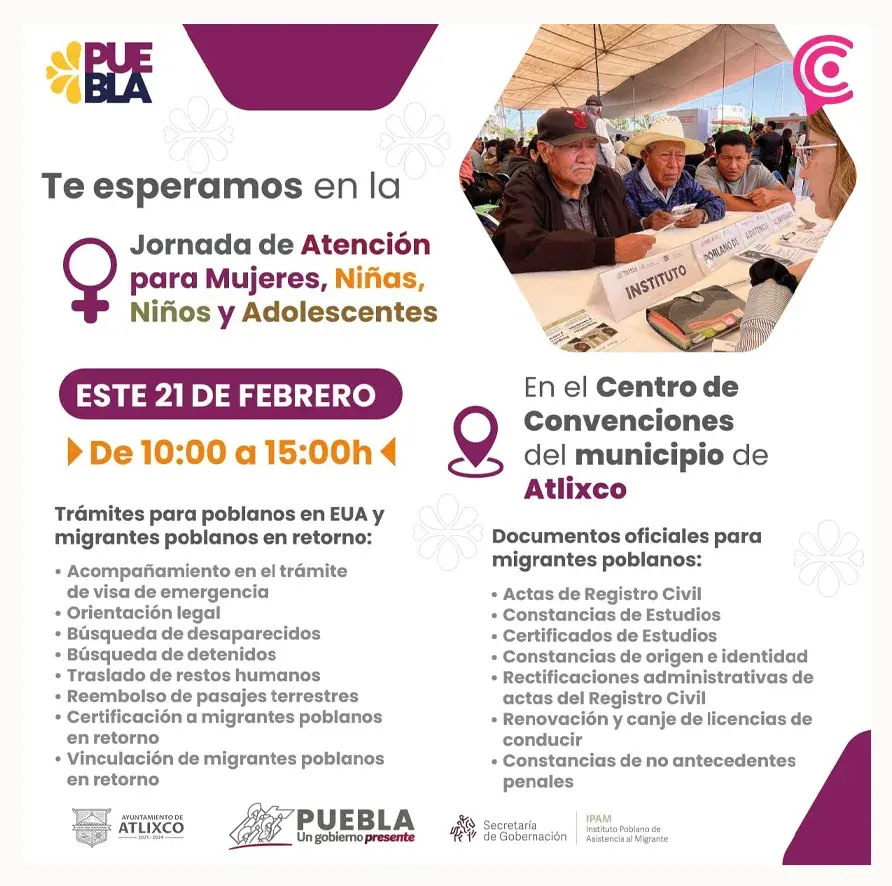 Ariadna Ayala invita a la jornada de atención para mujeres, niñas, niños y adolescentes en el Centro de Convenciones Atlixco