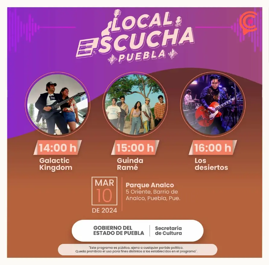 Conciertos, exposiciones y más eventos en Puebla del 11 al 17 de marzo