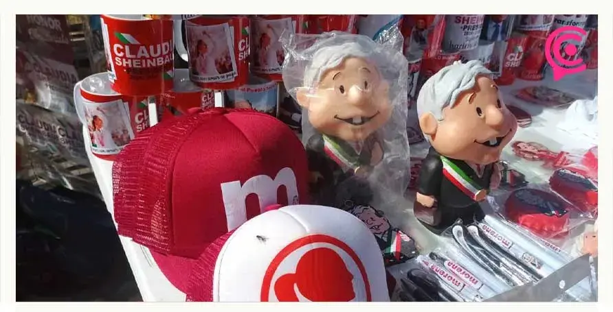 Los souvenirs de Morena que se vendieron en campaña de Claudia Sheinbaum en Puebla