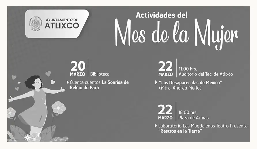 Continuará cartelera cultural y educativa para conmemorar el mes de la mujer en Atlixco