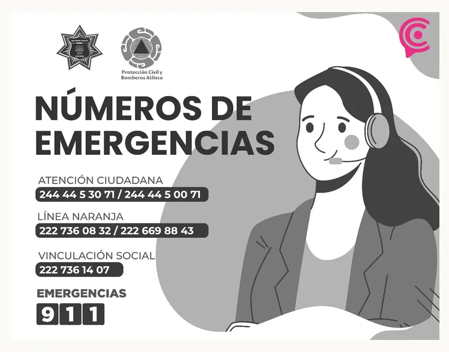 Estos son los números que debes conocer ante cualquier emergencia en Atlixco