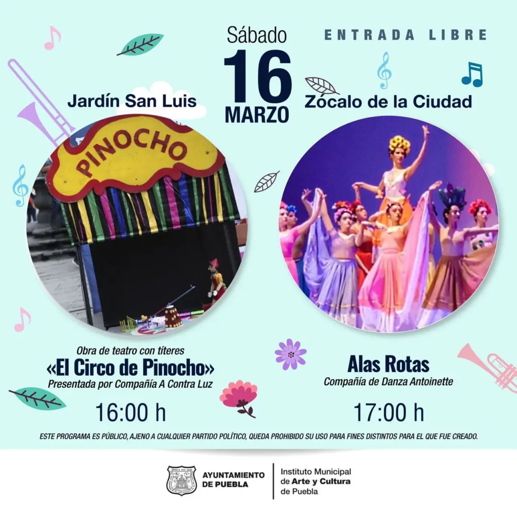 Ayuntamiento de Puebla informa sobre las actividades de arte y cultura de esta semana