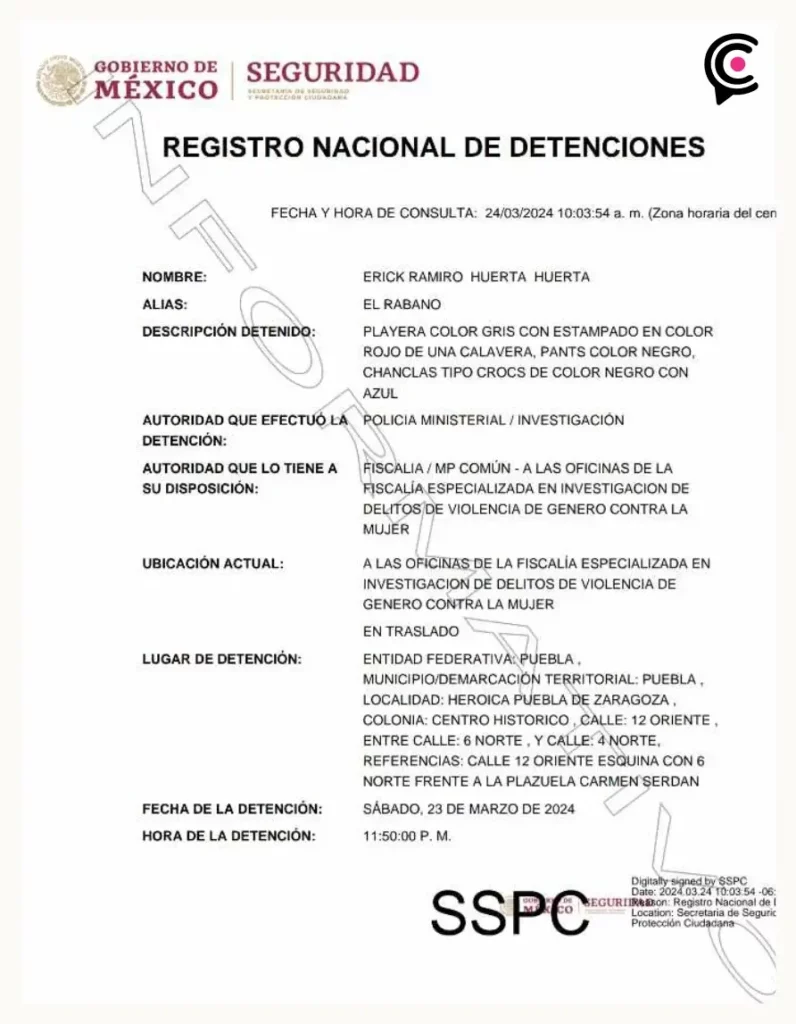 Expolicía municipal y presunto feminicida está detenido; se entregó ante la FGE de Puebla