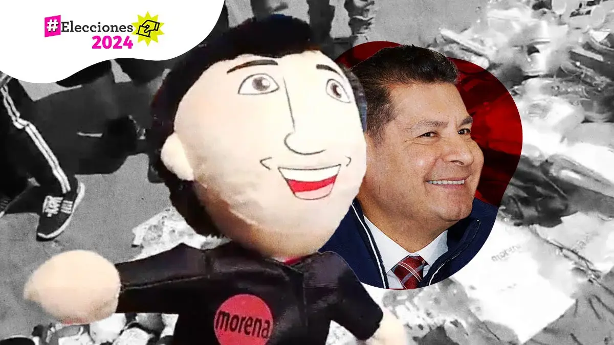Venden peluche de Alejandro Armenta en arranque de campaña en Izúcar de Matamoros