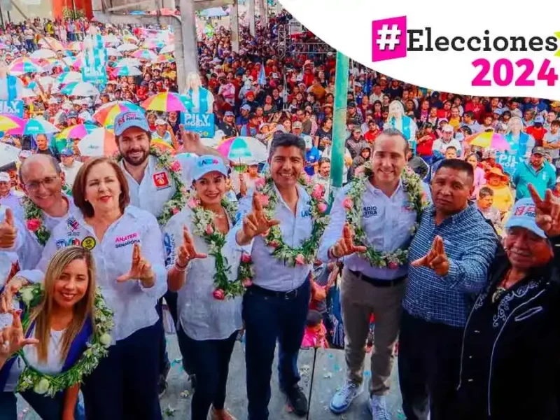 Eduardo Rivera y Mario Riestra presentan compromisos en la Central de Abasto de Puebla