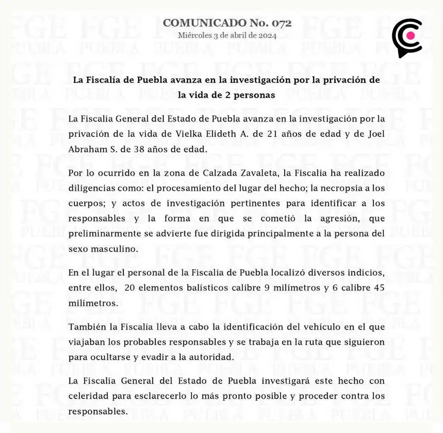 Ataque iba dirigido a Joel Abraham, novio de Vielka Pulido: Fiscalía de Puebla