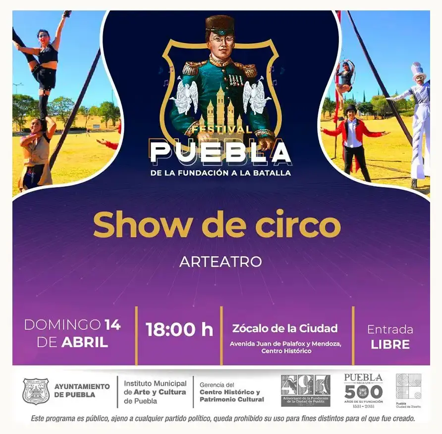 Ayuntamiento de Puebla informa actividades artísticas y culturales por el 493 aniversario de la fundación de la ciudad