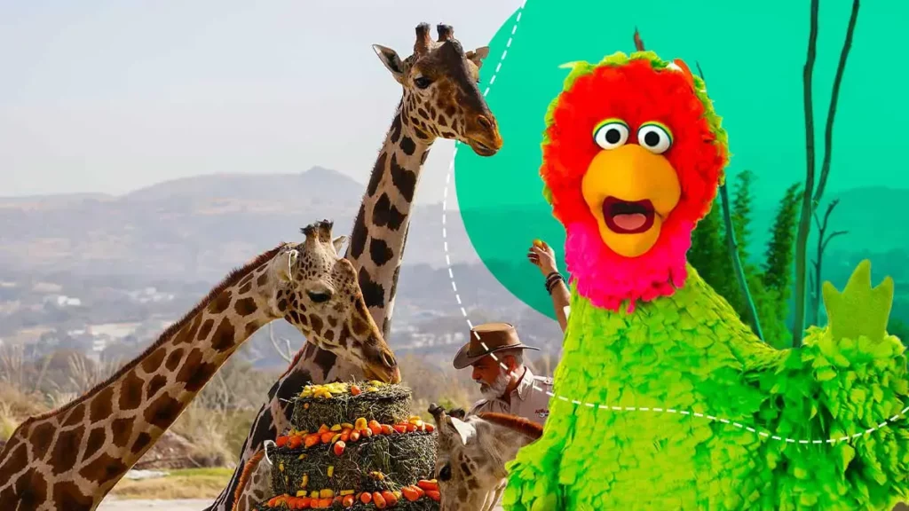Abelardo de Plaza Sésamo estará en Africam Safari para conocer a la jirafa Benito
