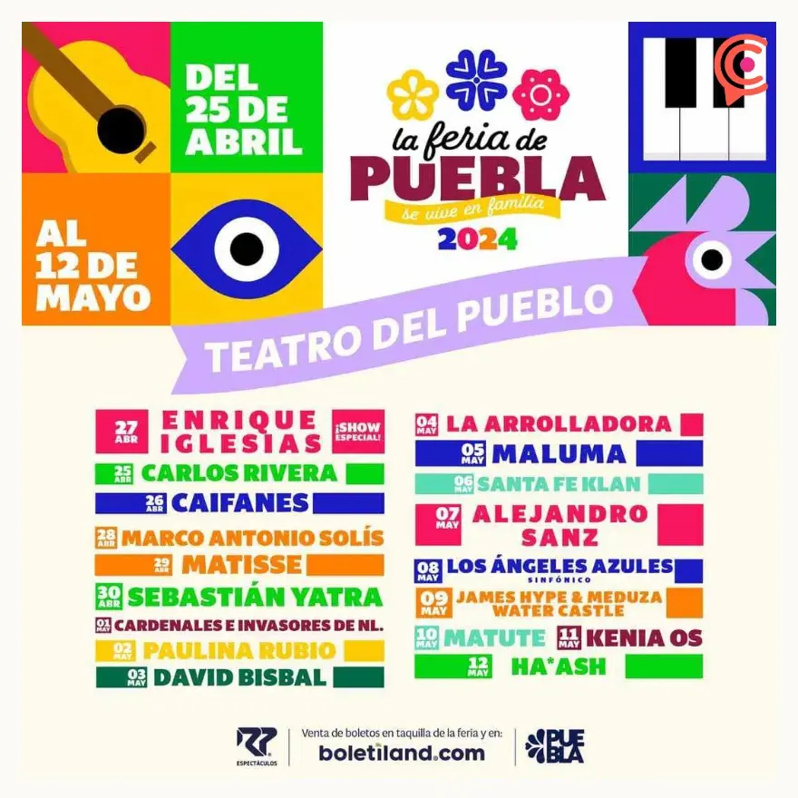 Estos son los conciertos que habrá en Puebla del 22 al 28 de abril