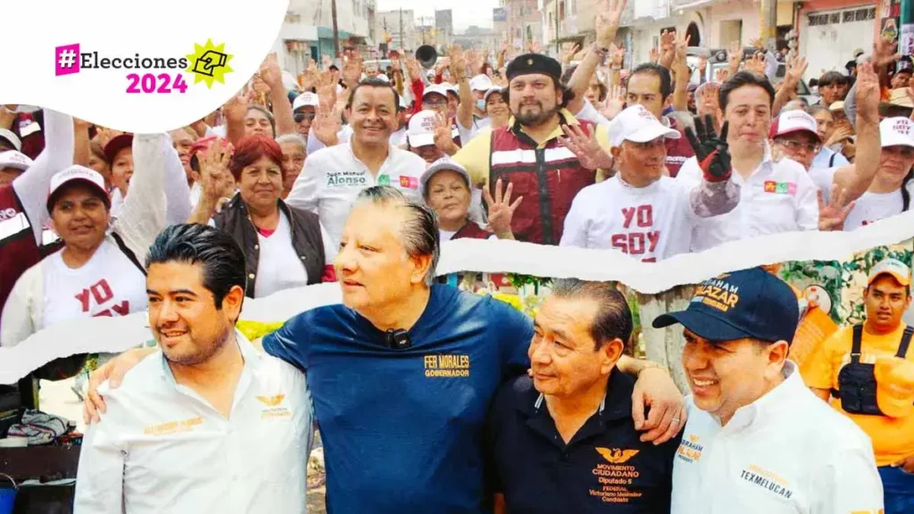 Abraham Salazar de MC presume liderar encuestas en Texmelucan, pero el morenista Juan Manuel Alonso llena plazas