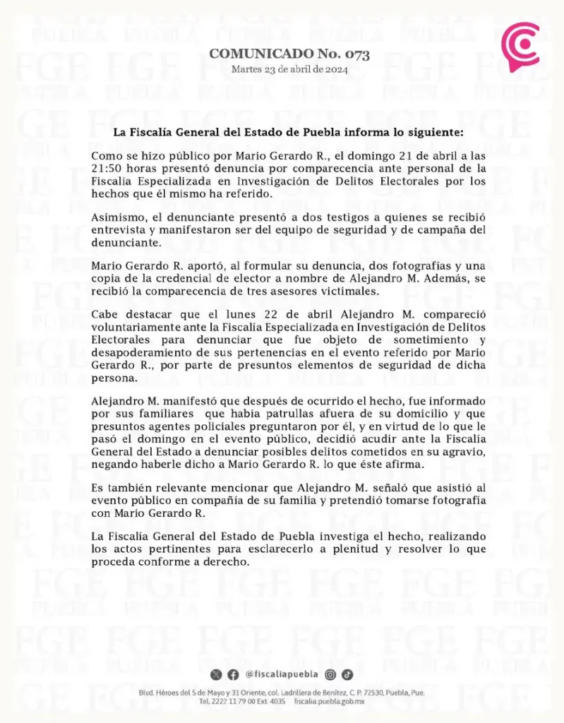 Alejandro M. supuesto atacante de Mario Riestra, denunció al candidato por robo y agresión