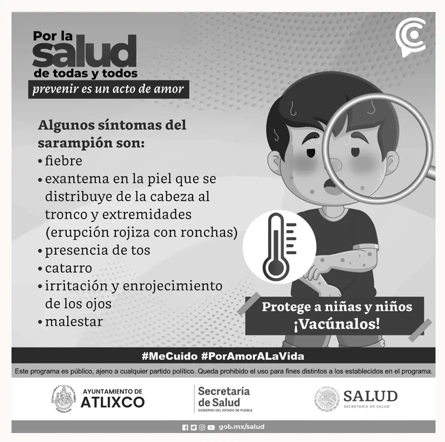 Secretaría de Salud lleva a cabo campaña de vacunación vs sarampión y rubeóla en Atlixco