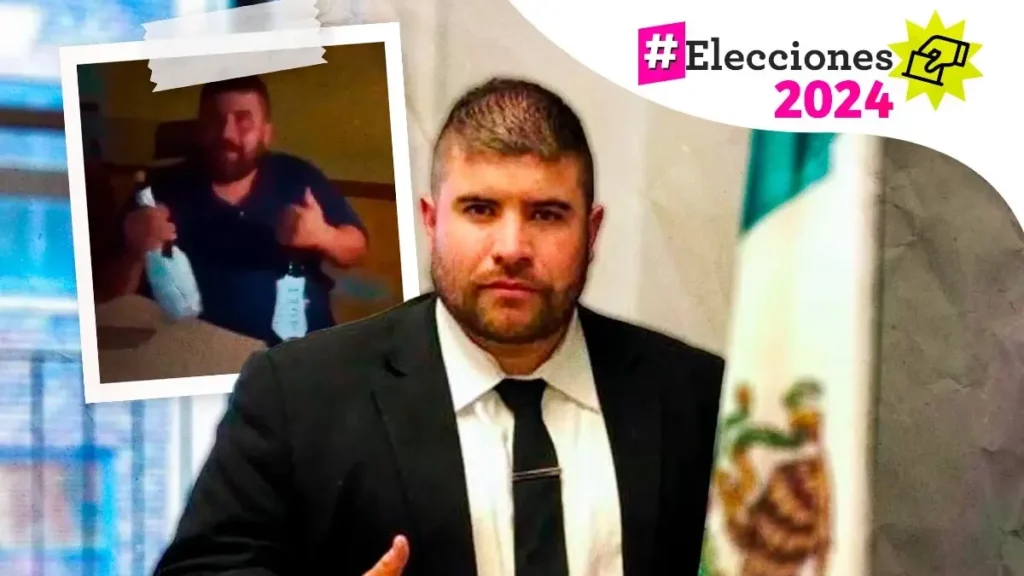 Miguel Maceda, alcalde de Piaxtla, presume botellas de champán de cuatro mil pesos