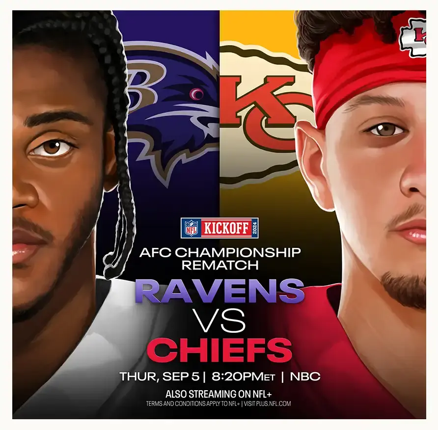 Chefs vs Ravens será el partido inaugural de la temporada 2024 de NFL