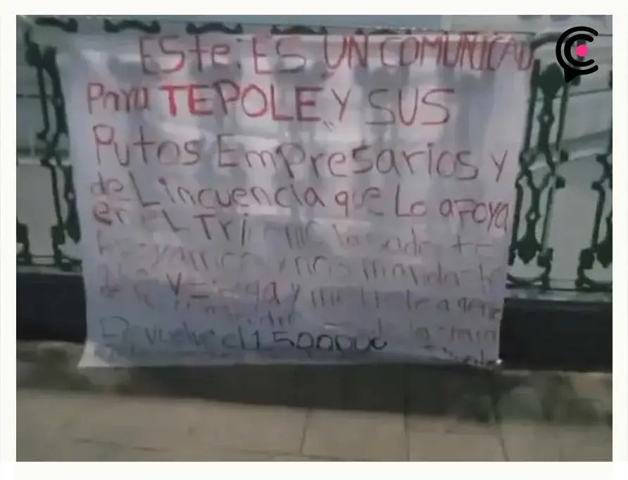 Dejan narcomantas contra Pedro Tepole en Tehuacán, lo culpan del asesinato de Marco Aurelio Ramírez